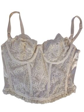 Oscar De La Renta Vintage Size 36C White Lace Corset Top Lingerie Floral Y2K